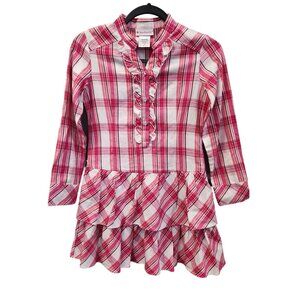 American Girl Size 12 Pink Plaid Long Sleeve Button Front Dress 2262